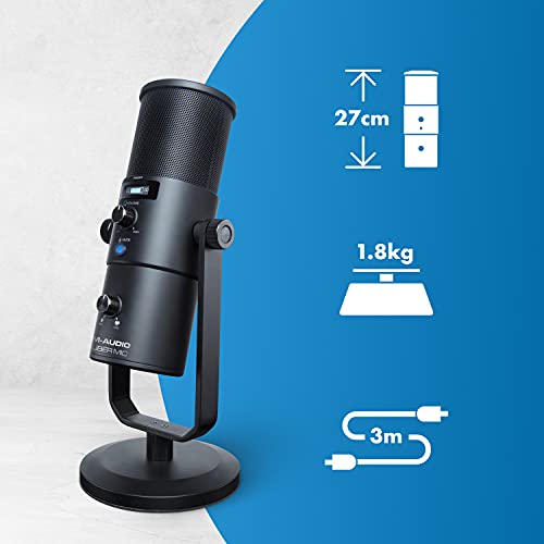 M-AUDIO Uber MIC Microphone USB à Condensateur pour Gaming, Streaming, Podcast, Enregistrement avec 4 Directivités, Bouton Sourdine, Sortie Casque