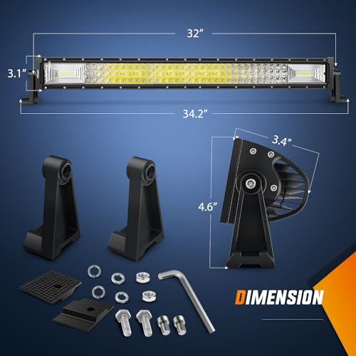 Image of Nilight - 18017C-A LED Light Bar 32Inch 378W Triple Row 37800LM Flood Spot Combo LED Bar Driving Lights Super Bright LED Off Road Lights for Trucks Trucks Jeep UTV ATV Boat,2 Years Warranty