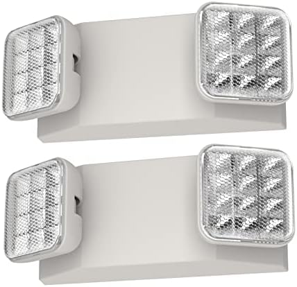 SPECTSUN Emergency Light White, Commercial Emergency Light with Battery Backup, White Emergency Light Home/Emergency Light Fixture/Emergency Sign/Emergency Light Fixture - 2 Pack (Square Head)