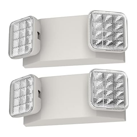 SPECTSUN Emergency Light White, Commercial Emergency Light with Battery Backup, White Emergency Light Home/Emergency Light Fixture/Emergency Sign/Emergency Light Fixture - 2 Pack (Square Head) Cover