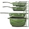 Heavy Duty Pan Organizer, Extra Large 5 Tier Rack - Holds Cast Iron Skillets, Dutch Oven, Griddles - Durable Steel Construction - Space Saving Kitchen Storage - No Assembly Required - Green 15.4-inch