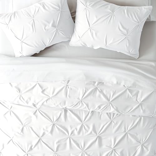 Linen Market Premium Handmade 3-Piece Pinch Pleated Duvet Cover California King Size Set Ultra-Soft Microfiber, Zipper Closure, Internal Ties, Elegant Comfort & Durable - California King Duvet Cover