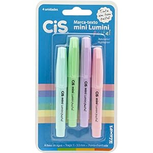Marca Texto Mini Lumini Pastel Blister, CIS, 57.2300, Multicor, Pacote de 4