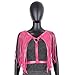 renvena Punk Tassel Cape PU Leather Harness Belts Fashion Rave Body Chest Harness Club Partywear Rose Pink One Size
