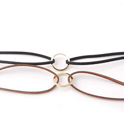 TseenYi Lederhalskette, Choker, kurzschichtige Wildleder-Halsketten, Boho-Stil, mehrlagig, Kreis-Halskette, Schmuck für Damen und Mädchen, Metall Kunstleder
