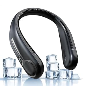 Portable Neck Fan,Hands Free Personal Wearable Bladeless Fan,6000mAh USB Rechargeable,360° Cooling,LED Display,4-Speeds,Birthday Gifts for Men Women Dad Mom,Valentines Day Gifts for Her Him (Black)