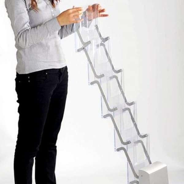DisplayLager Klappbarer Prospektständer - 5xA4-21x29,7 cm - Silber,Transparent, Aluminium, Brochure Stand, Faltbarer Prospektständer