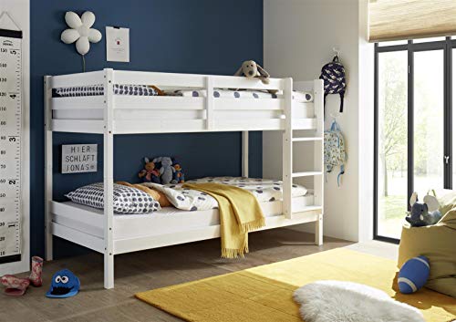 möbelando Kinderbett Jugendbett Bett Kinder Etagenbett Moritz I Kiefer Weiß