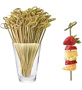 Bekecidi Lot de 100 pics à cocktail en bambou naturel pour boissons, canapés, apéritifs, fournitures de fête, 12 cm (vert