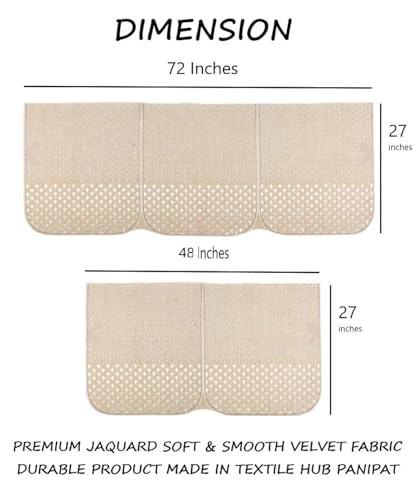 Image of Soild Premium Velvet Jaquard Fabric Sofa Cover for 7 Seater Sofa Set Slipcover for 3 Seater and 2+2 Seater Sofa Panel (7 Seater, Star Design Beige Color)