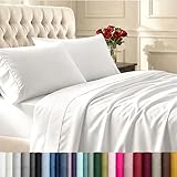 California Design Den Natural 100% Cotton Sheets Queen Size Bed Set - Soft 400 Thread Count Sateen, Queen Sheets, Deep Pockets with All Around Elastic for a Snug Fit, Durable Bedding - White