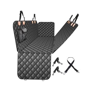 Dog Car Seat Cover for Back Seat – Waterproof Nonslip Hammock with Dog Seat Belt, Universal Fit Pet Seat Protector for Cars, SUVs, Trucks, Durable, Easy Install, Machine Washable