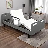 Legendstone Electric Adjustable Hospital Bed with Wired Remote Control, Memory Foam Folding Mattress & Carbon Steel Adjustable Bed Frame for Elderly Seniors, Home Care & Hospital Use,Twin XL