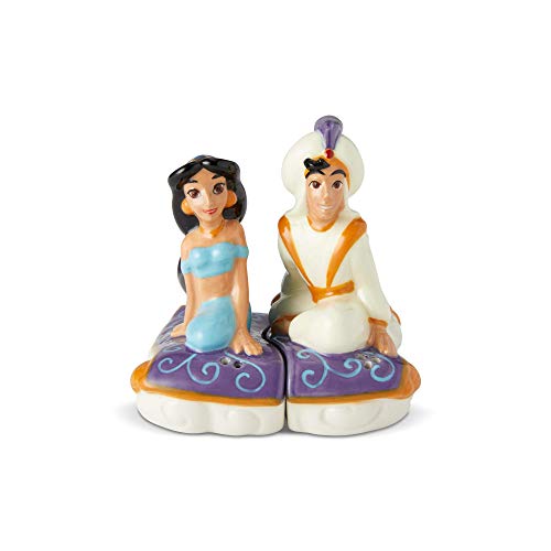 Enesco Disney Ceramics Aladdin and Jasmine Salt and Pepper Shakers, 2.75 Inch, Multicolor,6002269