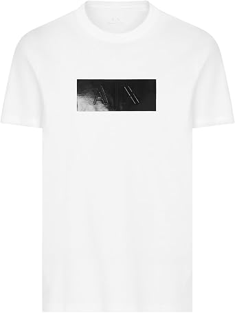 Armani Exchange Mens Faux Leather Elongated Box Logo Tee