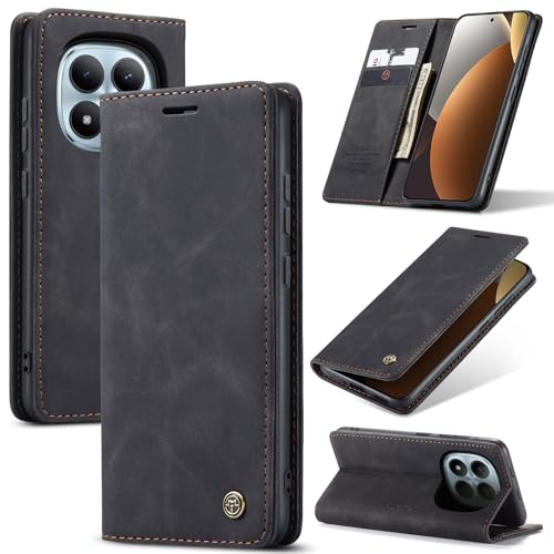Image of Azororo Case for Xiaomi Redmi Note 15 Pro 5G Premium Leather Phone Cover, Magnetic Stand Flip Case, with Wallet Card Slot Cover for Redmi Note 15 Pro 5G -Black