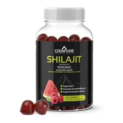 Shilajit Gummies - Pure & Potent Shilajit Supplement, 1,000mg per Serving, Sugar-Free Natural Raspberry Watermelon Flavor, Rich in Minerals, Fulvic Acid, Boost Energy, Vitality & Overall Wellness Cover