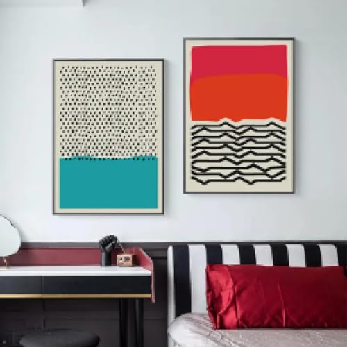 Art mural abstrait géométrique salon | Décoration maison triptyque moderne - 2