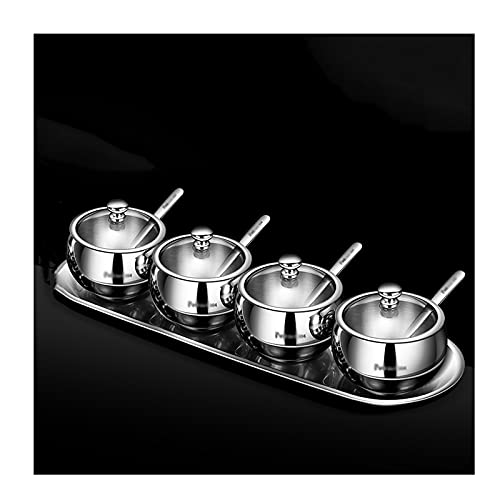 Contenedores de condimento Conjuntos de acero inoxidable Conjuntos de contenedores Spice Jar Spice Rack Condiment Cruet Bottle Pimienta de sal de azúcar Organizadores de almacenamiento con conjunto de