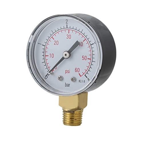 Panamami Practical Pool Spa Filter Water Pressure Gauge Mini 0-60 PSI 0-4 Bar Side Mount 1/4 Inch Pipe Thread NPT TS-50 - Black
