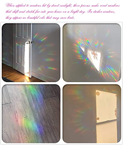 Gülife 24 Pieces Cloud Window Clings - Anti-Collision Window Decals To Save Birds From Window Collisions,Non Adhesive Prismatic Vinyl Window Clings, Rainbow Stickers #TOP4