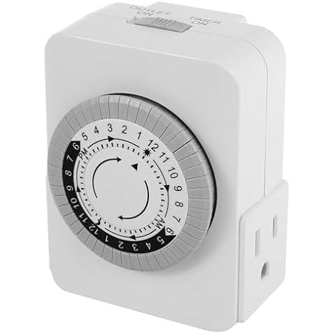 UKQRRTC Timers for Electrical Outlets Indoor, 3 Prong Double Outlet Timer Daily On/Off Cycle, Mechanical Timer Plug in Christmas Light Timer for Christmas Lights Lamps Grow Light Cover