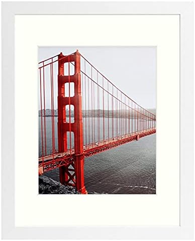 Frametory, 11x14 Picture Frame - Made to Display Pictures 8x10 with Mat or 11x14 Without Mat - Wide Molding - Pre-Installed Wall Mounting Hardware (White, 1 Pack)