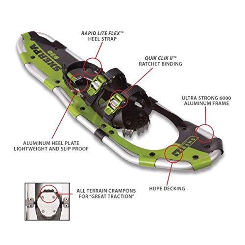 Yukon Charlie's Advanced 8 X 21 Inch Women's Snowshoe Kit For Winter Hiking And Backpacking With 2 Poles And Travel Bag, 150 Pound Capacity #TOP6