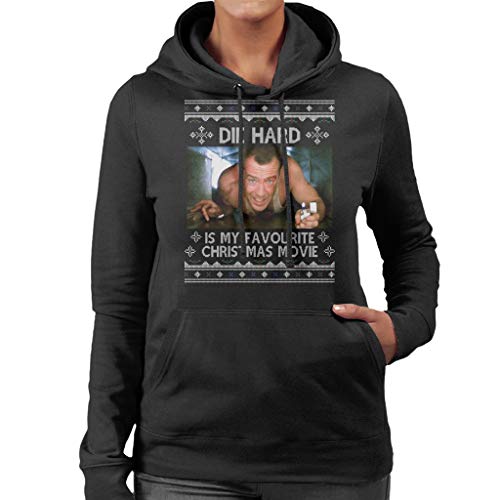 Image of Die Hard is My Favourite Christmas Movie Women's Hooded Sweatshirt Black