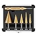 Produktbild DOVAMAN 5PCS Stufenbohrer Set, 47 Größen HSS Stufenbohrer, Titanbeschichtung, Automatik-Körner, 118° X-Spitze, Aluminiumgehäuse, Stufenbohrer für Metall, Holz & Kunststoff - STD06A