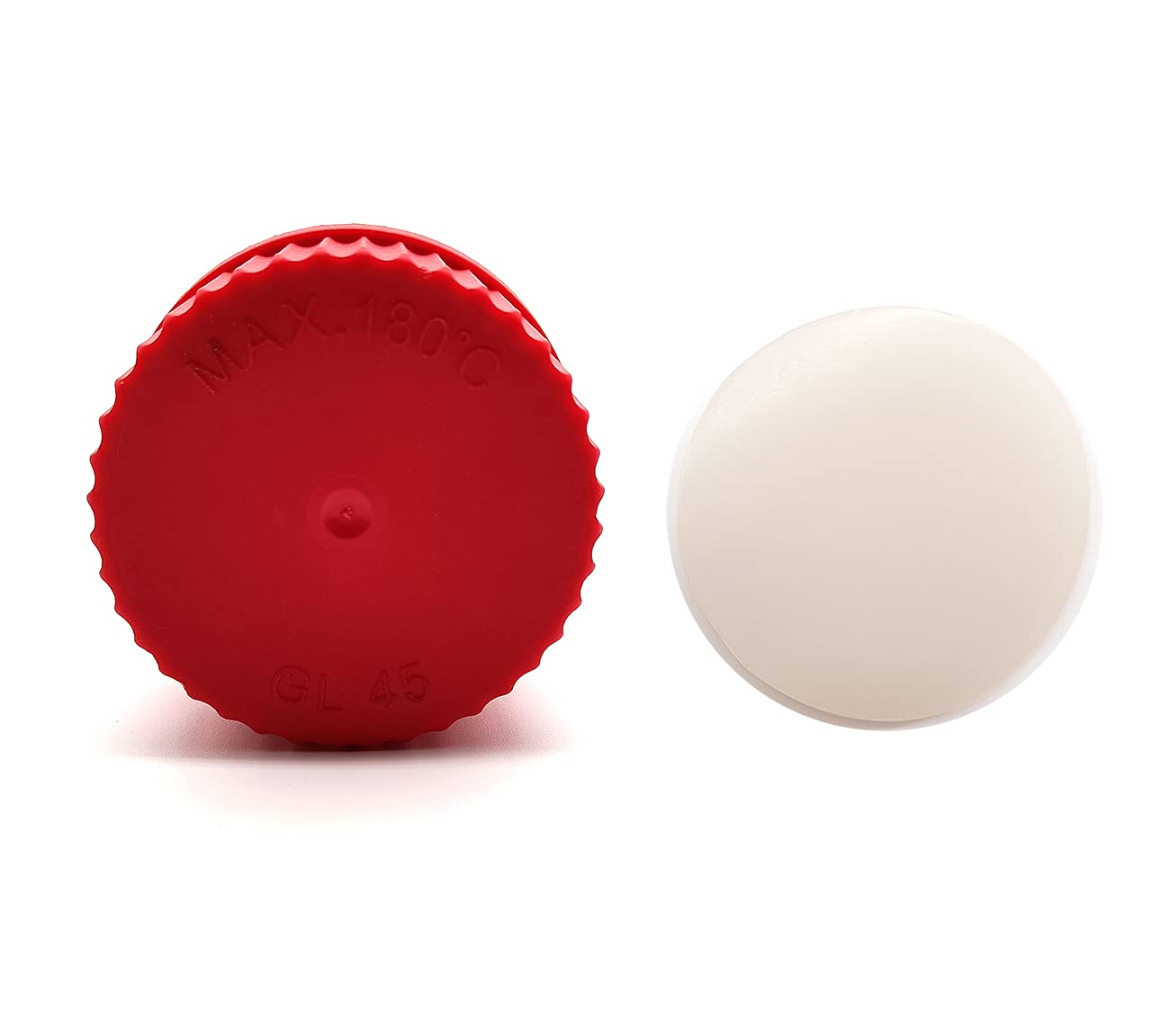 10pcs/Pack GL45 Red PBT Screw Cap, High Temperature (180℃), With Plug Seal for Lab Prex Media Bottles