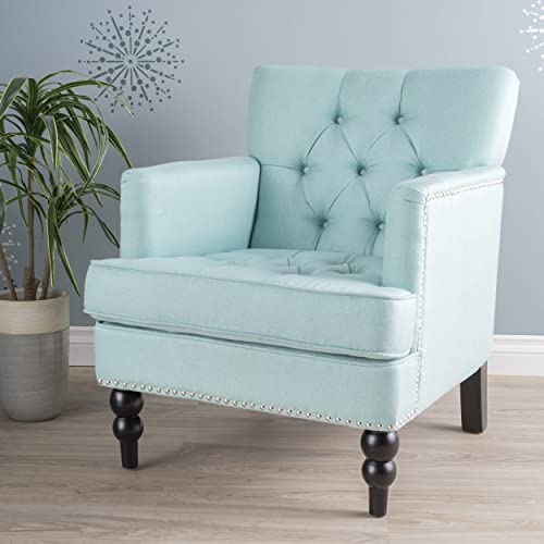 Christopher Knight Home Malone Fabric Club Chair, Light Blue 29.5D x 28W x 33.5H Inch - Image 2