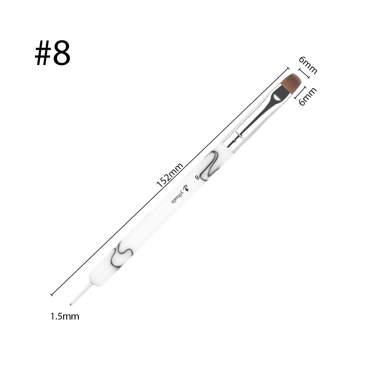 2 Way French Nail Brush With Dotting Tool (8#, White And Black) image 2