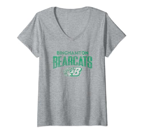 Womens Binghamton Bearcats Vintage Moments Gray Officially Licensed V-Neck T-Shirt
