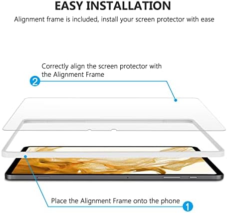 SPARIN 2 Pack Screen Protector for Samsung Galaxy Tab S8 2022 / Galaxy Tab S7 11 inch, 9H Hardness Tempered Glass with S Pen Compatible, Bubbles-Free