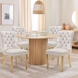 SoarTalent Sillas de Comedor Tapizadas en Terciopelo, Beige