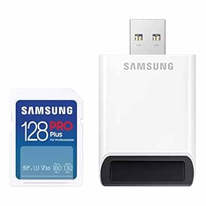 Samsung PRO Plus Full Size 128GB SDXC Memory Card + Reader, Up to 180 MB/s