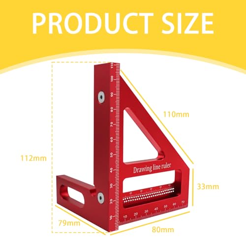 Koprek 3D Multi-Angle Measuring Ruler – 45/90 Degree Aluminum Alloy Miter Triangle Ruler, High Precision Woodworking Square Protractor for Carpentry, Engineering & DIY Projects (Red) 5 Koprek 3D Multi-Angle Measuring Ruler – 45/90 Degree Aluminum Alloy Miter Triangle Ruler, High Precision Woodworking Square Protractor for Carpentry, Engineering & DIY Projects (Red) - Image 5