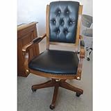 Hauteur environ: 108 cm Casa Padrino Chaise de Bureau Baroque de Luxe Chesterfield en Cuir Noir/Marron - Chaise de Bureau Baroque avec Cuir véritable de Haute qualité - Mobilier de Bureau Baroque - Fabriqué en Italie