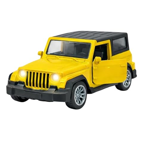 Image of 1:36 Scale Diecast Metal Toy Car Openable Doors Pullback Action LED Lights Music Sports Model Kids Collectors Thar Yellow