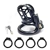 SeLgurFos CoHB-V1 Chastity Lock Adjustable With 4 Snap Rings Nylon Penis Ring Chastity Bondage Device Cage Adult Sex…