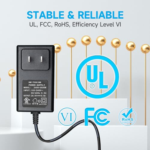 ANLINK-24V-05A500mA-6ft-Long-Power-Supply-Adapter-with-8-Tips-AC-100-240V-to-DC-24V-05A-12W-Switching-Adapter-55x21mm-Wall-Plug-for-LED-Strip-LightDiffuser-HumidifierDoorbell-and-More-UL-List