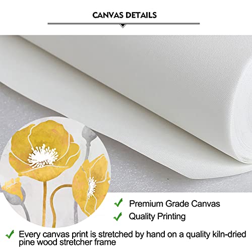 iKNOW FOTO Canvas Set of 3 Wall Art Elegant Poppy Flower Posters and Prints Modern Floral Painting Picture for Living Room Guest Room Decor Wood Frame Stretched Easy to Hang 12x12x3pcs (Yellow) by iKNOW FOTO - Used condition - Image 6
