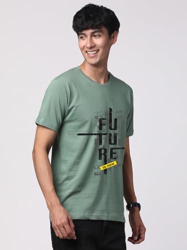 Image of ADRO Men's Graphic Printed 100% Cotton T-Shirt - Regular Fit, Printed T-Shirts for Men