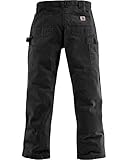 Larges passants de ceinture. Carhartt Salopette pantalon coupe décontractée en sergé délavé, pour hommes, W34/L30, noir, 1