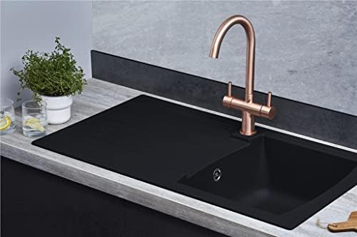 Liquida AR10BL 1.0 Bowl Composite Inset Reversible Black Kitchen Sink