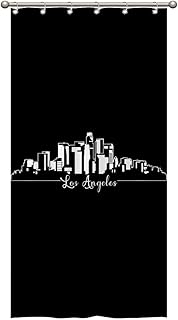 Bathroom Shower Curtain Set America Los Angeles City Skyline Silhouette Fabric Shower Curtain Liner Waterproof Bathtubs Decor with Hooks Decoration for Bathroom Bathtubs 36x72in