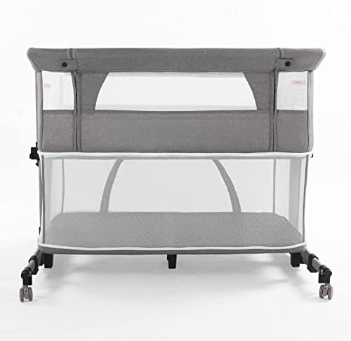 Baby Crib,3 in 1 Baby Bassinet Bedside Crib Bedside Sleeper Adjustable Portable Bed for Infant,Baby Newborn Must Have Bed,Grey
