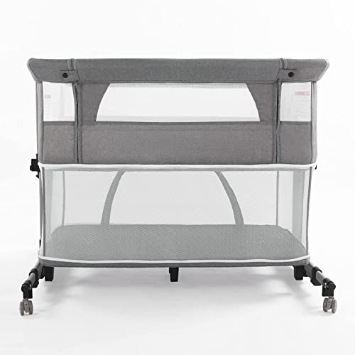 Baby Crib,3 In 1 Baby Bassinet Bedside Crib Bedside Sleeper Adjustable Portable Bed For Infant,Baby Newborn Must Have Bed,Grey #TOP30