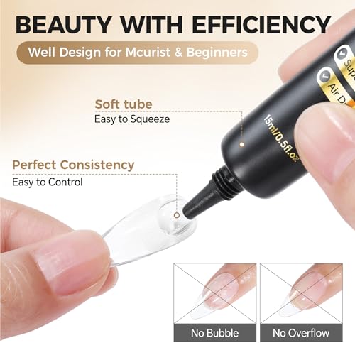 UNA GELLA Strong Nail Glue Gel, 15g*2pcs No U V/Lamp Needed Nail Gel Glue, Quick Air Dry Semi Solid False Nail Glue, Super Strong Nailglue For Press Ons Acrylic Nails Tips Extension DIY Kit